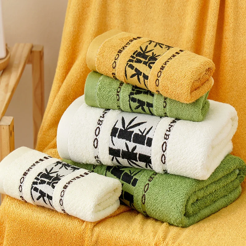 2pcs Set Bath Bamboo Towels Set 1PCS 35X75CM Hand Face Towel 1PCS 70X140CM Big Bath Sport Towel Cover Green Coffee Cream Toallas