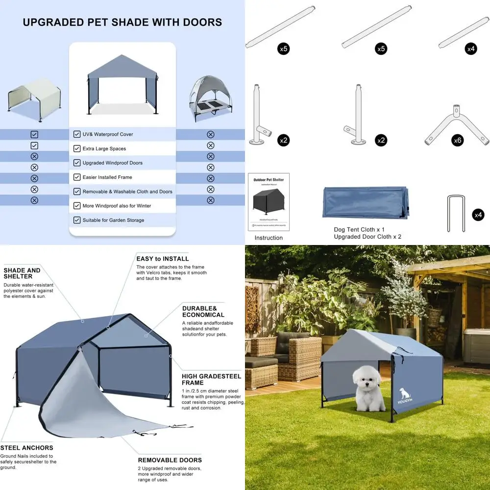 

Pet Outdoor Shelter for Small Dogs and Cats, 2.5x2.1x2.1ft, Navy Blue