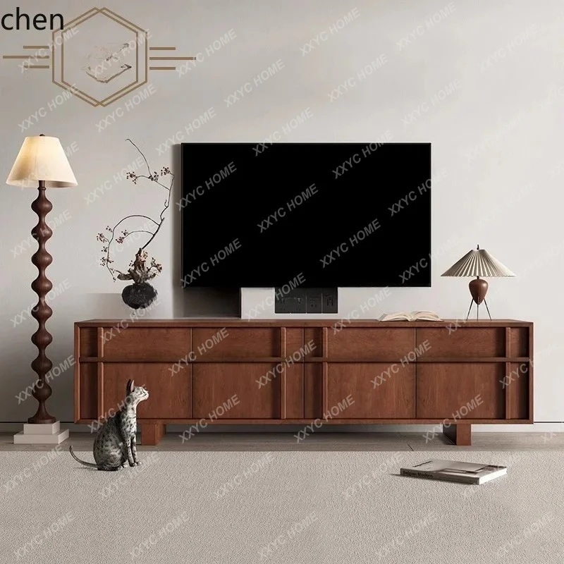 L rattan TV cabinet living room retro storage locker villa model room homestay floor-to-ceiling low cabinet