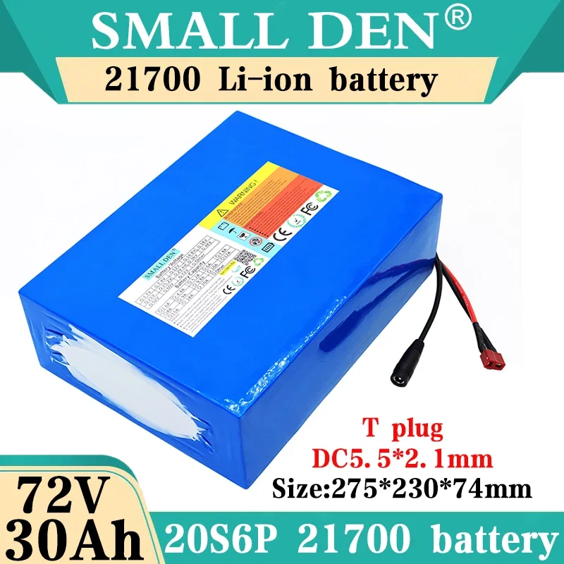 

72V 30ah Lithium Battery Pack 20S6P 21700 battery 84V Electric Bicycle Scooter Motorcycle BMS High Power Battery+84V 5A Charger