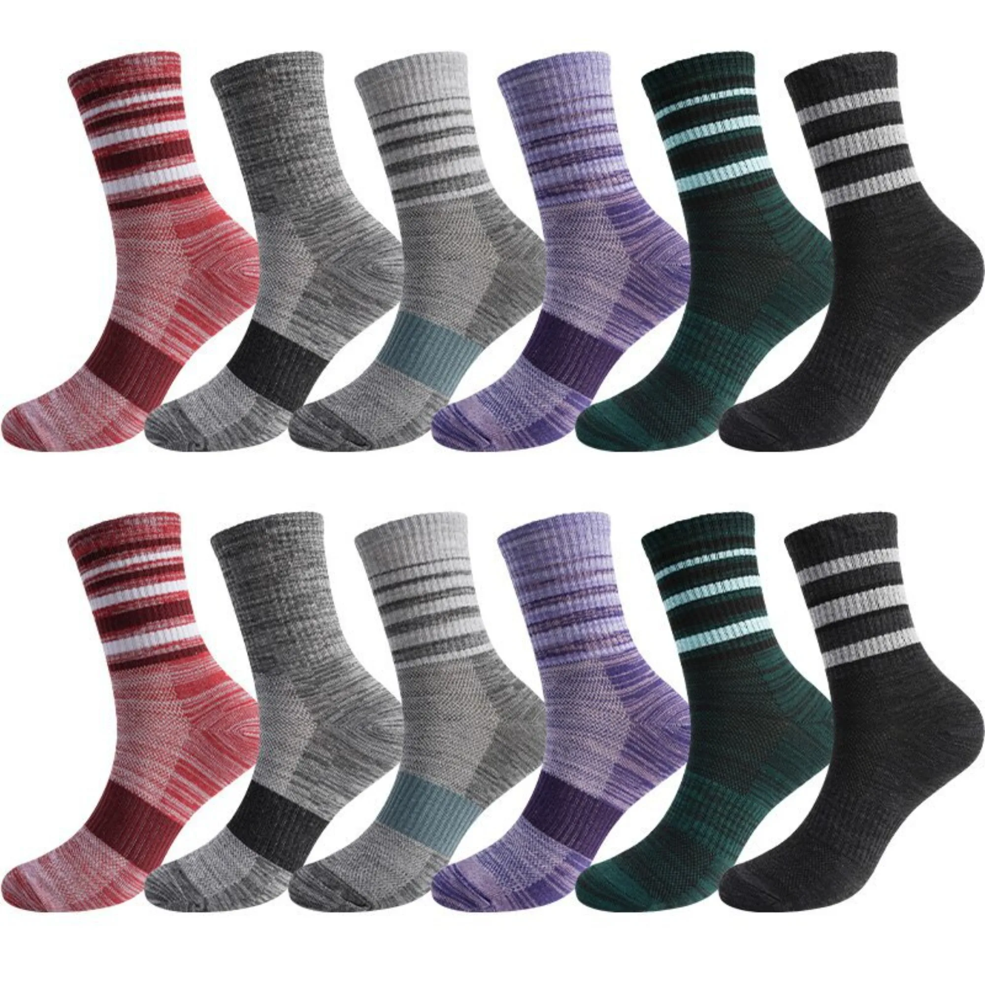 1/5 Pairs Women Men Winter Thick Socks Thermal Warm Socks Anti‑Odor Sweat Absorbing Non‑Slip Long Crew Socks Outdoor Sports