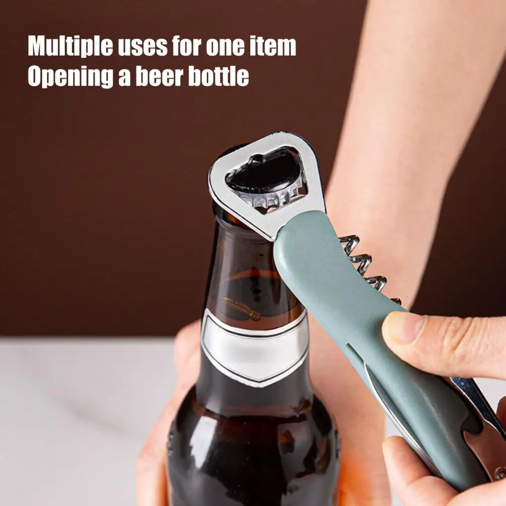 

3 in 1 Wine Opener, Portable Beer Cap Lifter And Foil Cutter, Lever Corkscrew with Non Slip Handle, Stainless Steel Worm, Kitche