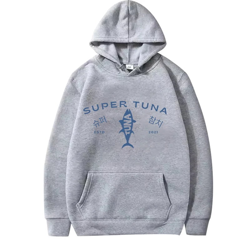 Kpop Korean Jin Super Tuna Fish graphic hoodie 2025 new men women vintage Long sleeve streetwear print oversized hoodie unisex