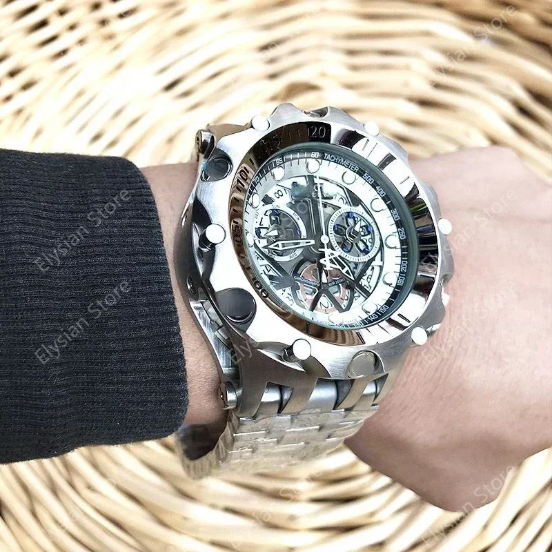 Reloj de hombre de alta gama dominante deportivo no mecánico completamente automático con esfera grande de acero hueco