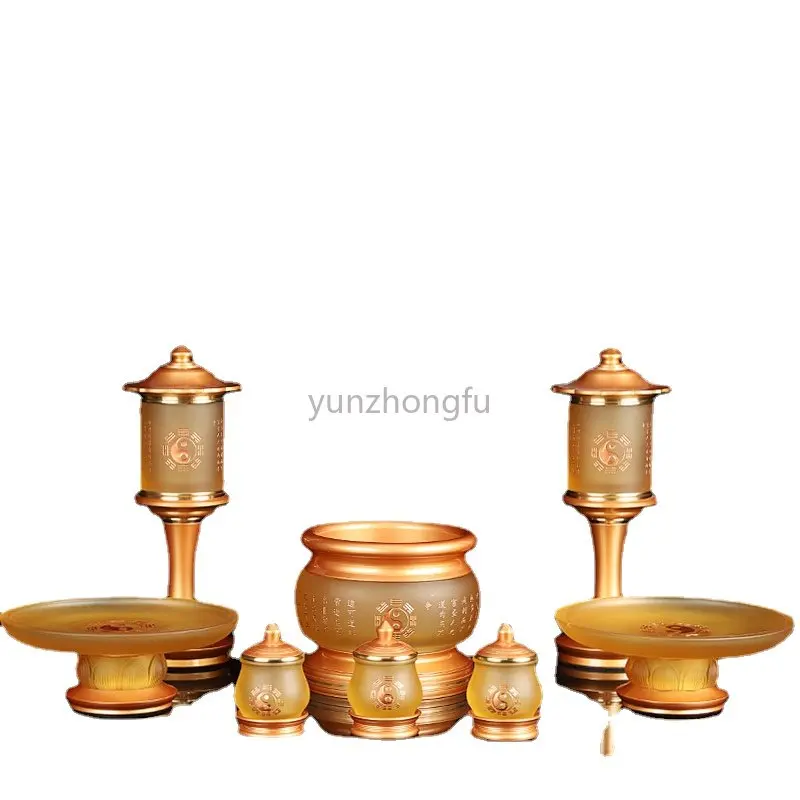 Taiwan Glaze Statue Buddish Prayer Set Set Eight-Diagram-Shaped Appetizer Taoist Worship Supplies