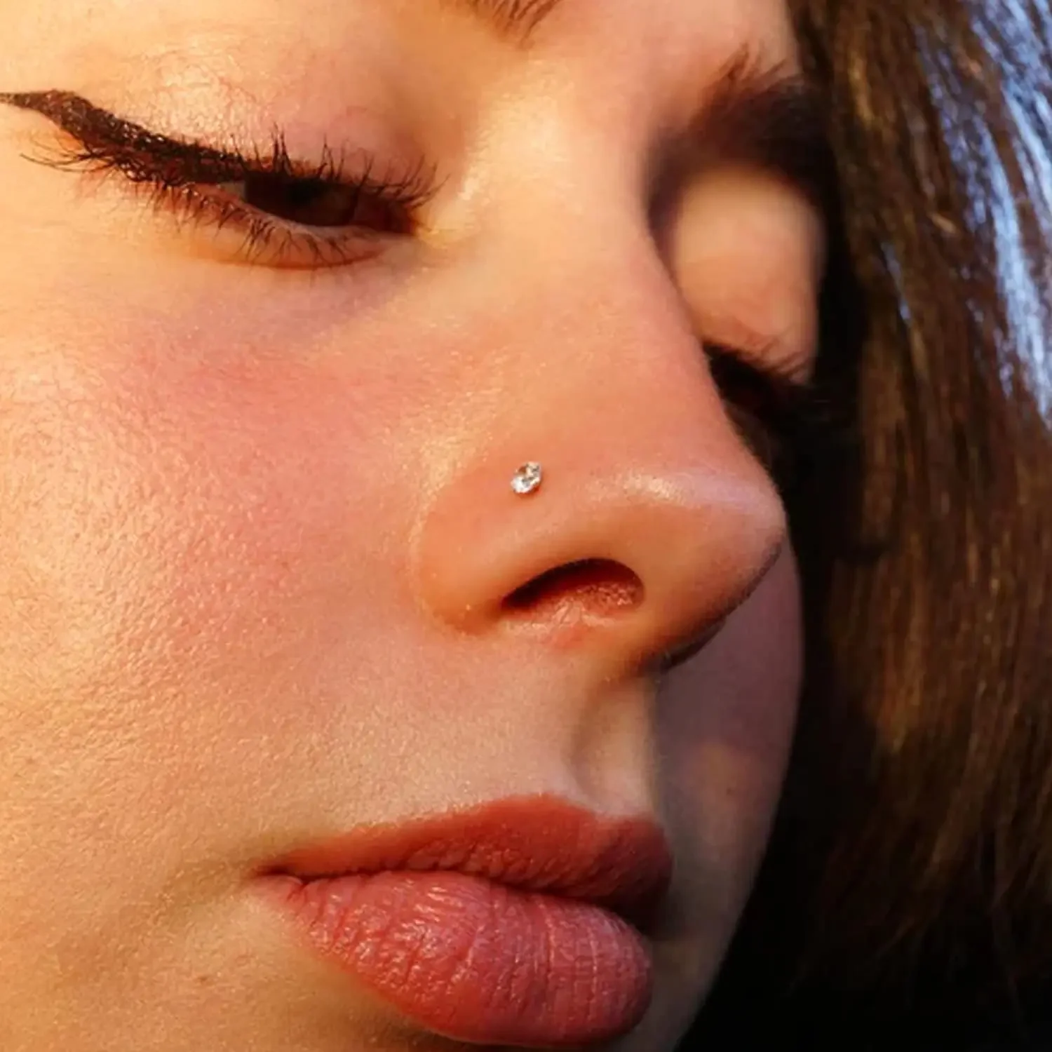 CZ Gem Stainless Steel Nose Piercing Studs, 5Pcs Set