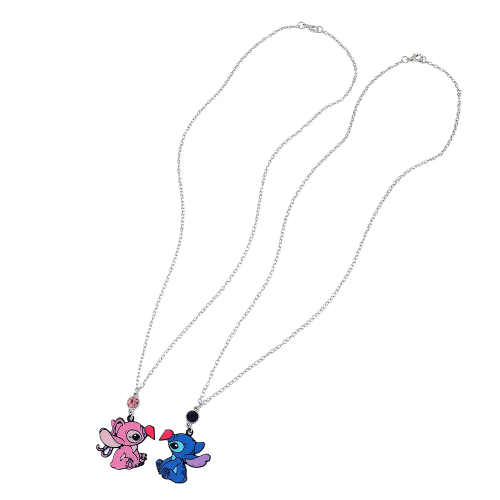2 قطعة/المجموعة لطيف غرزة الملاك شكل قلادة أفضل صديق القلائد للفتيات الاطفال أزياء زوجين القلب مجوهرات ديزني هدية #3