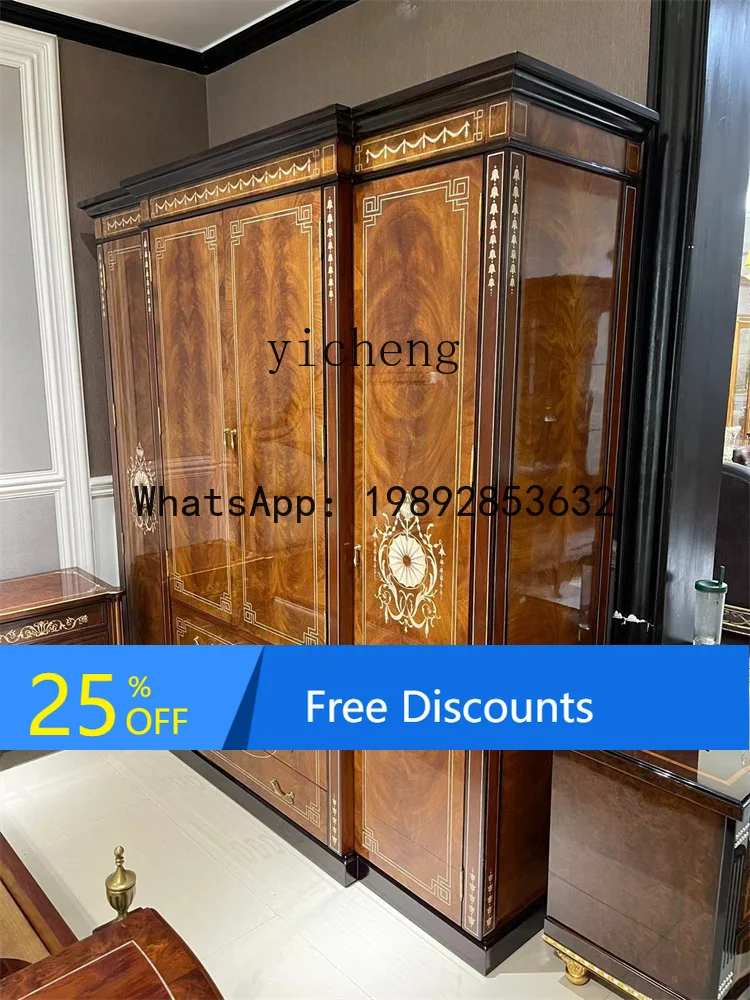 European Style Bedroom Furniture Solid Wood Flat Door Assembly Storage Cabinet