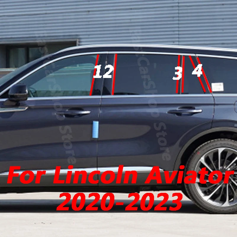 For Lincoln Aviator 2020 2021 2022 Car Central Middle Column PC Window B C Pillar Strip Sticker Accessories Cover