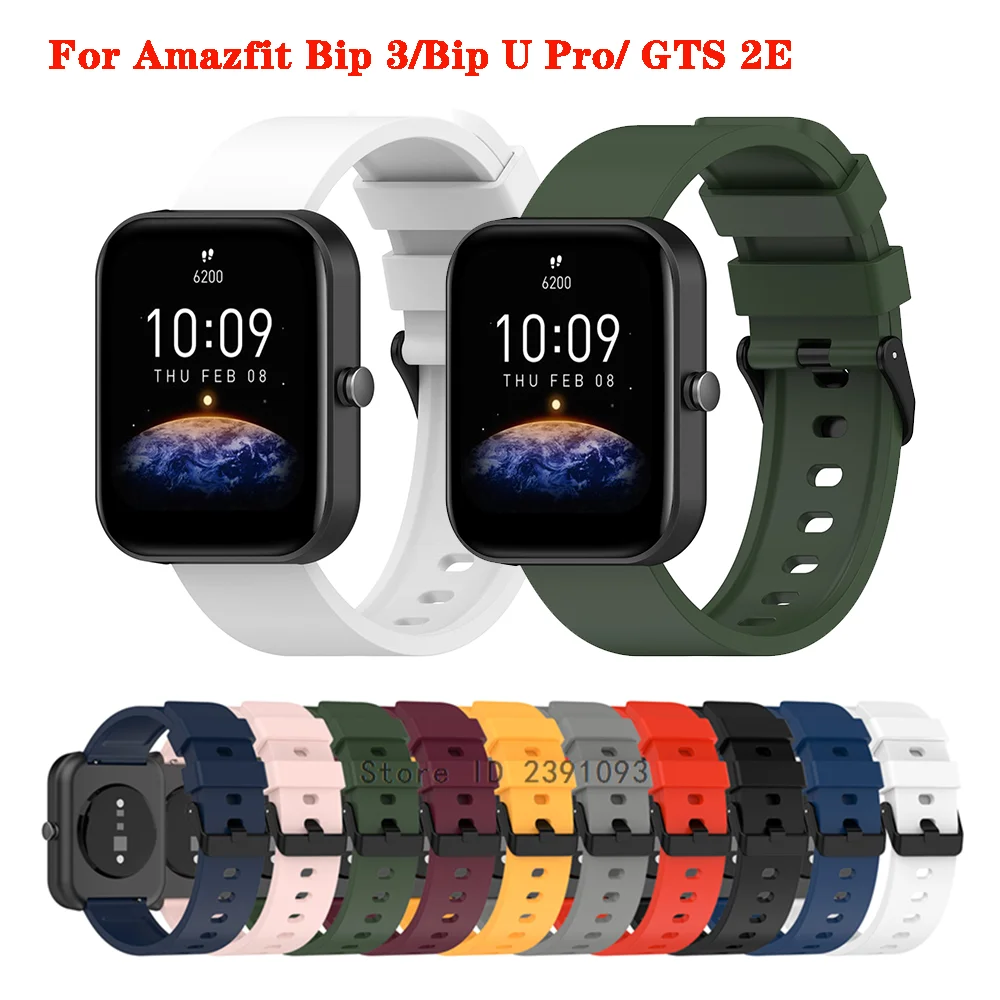 20mm Silicone Watch Strap For Amazfit Bip 3 Strap Replacement Strap For Amazfit GTS 3/4/2e/GTS 2 Strap For Amazfit Bip/U/U Pro