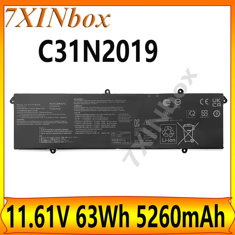 7XINbox C31N2019 11.61V 63Wh 5260mAh Laptop Battery For Asus VivoBook Pro 14X OLED M7400 Pro 15 OLED M3500QC-L1062 Series