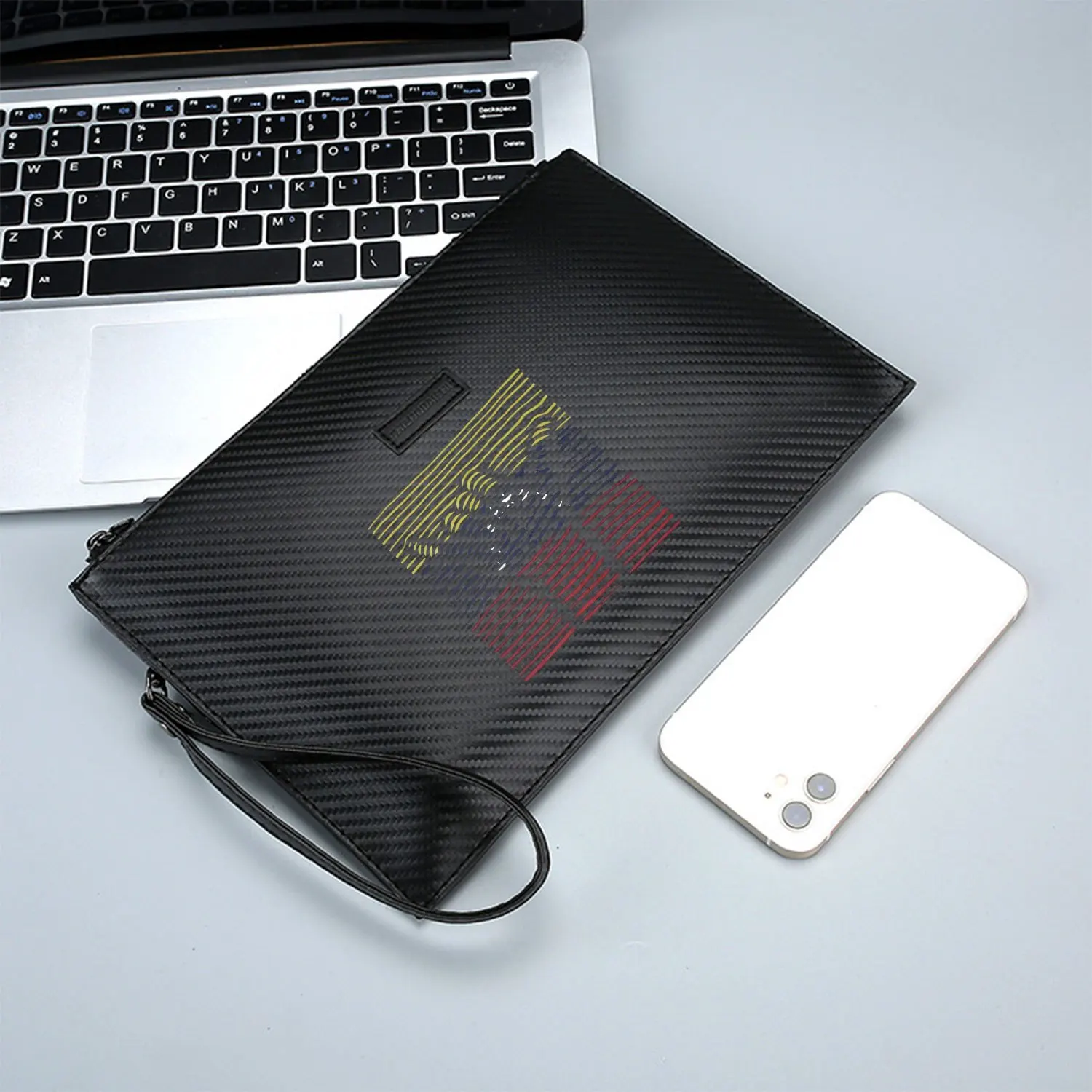 Striscia di onde strati arte astratta Elegante borsa da uomo in PU stampata Alla moda e pratica per il trasporto quotidiano