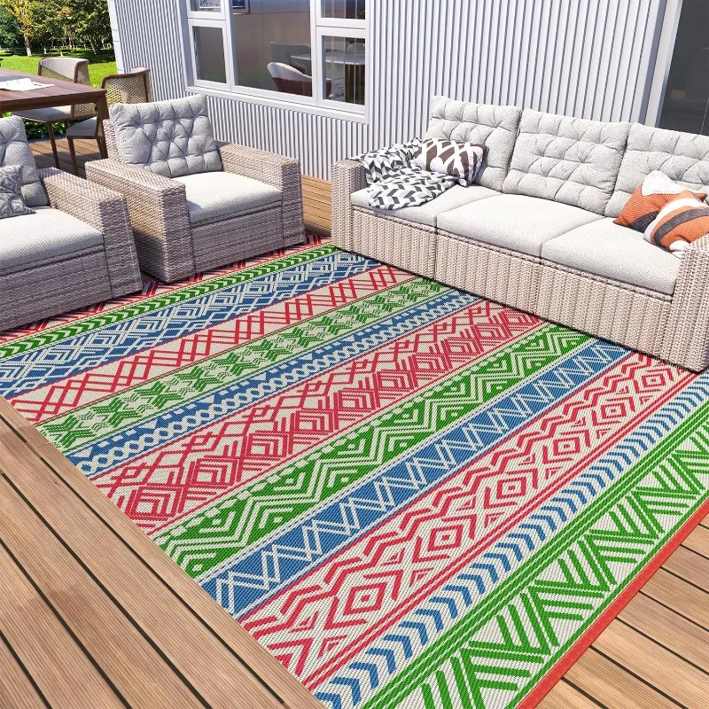 

Outdoor Rug Carpet 8x10 Waterproof-Patio Rug Mat Reversible RV Camping Rug Picnic Mat Plastic Straw Outside Rug for Balcony