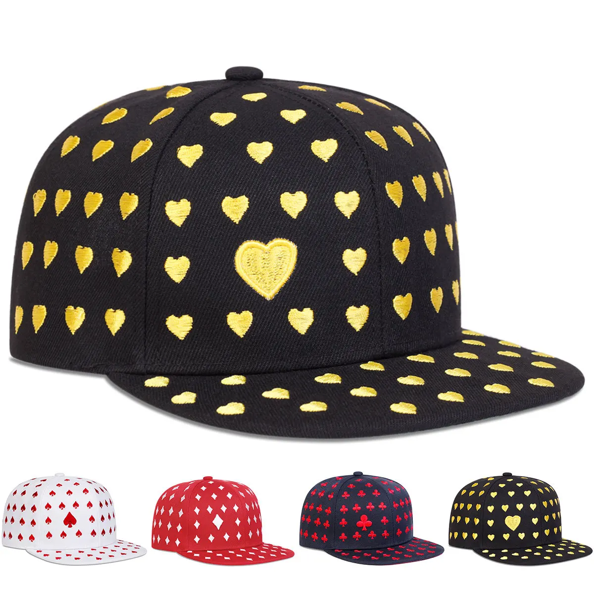 

Fashion Unisex Poker Pattern Embroidery Hip-hop Hats Spring Autumn Outdoor Adjustable Casual BaseballCaps Sunscreen Hat