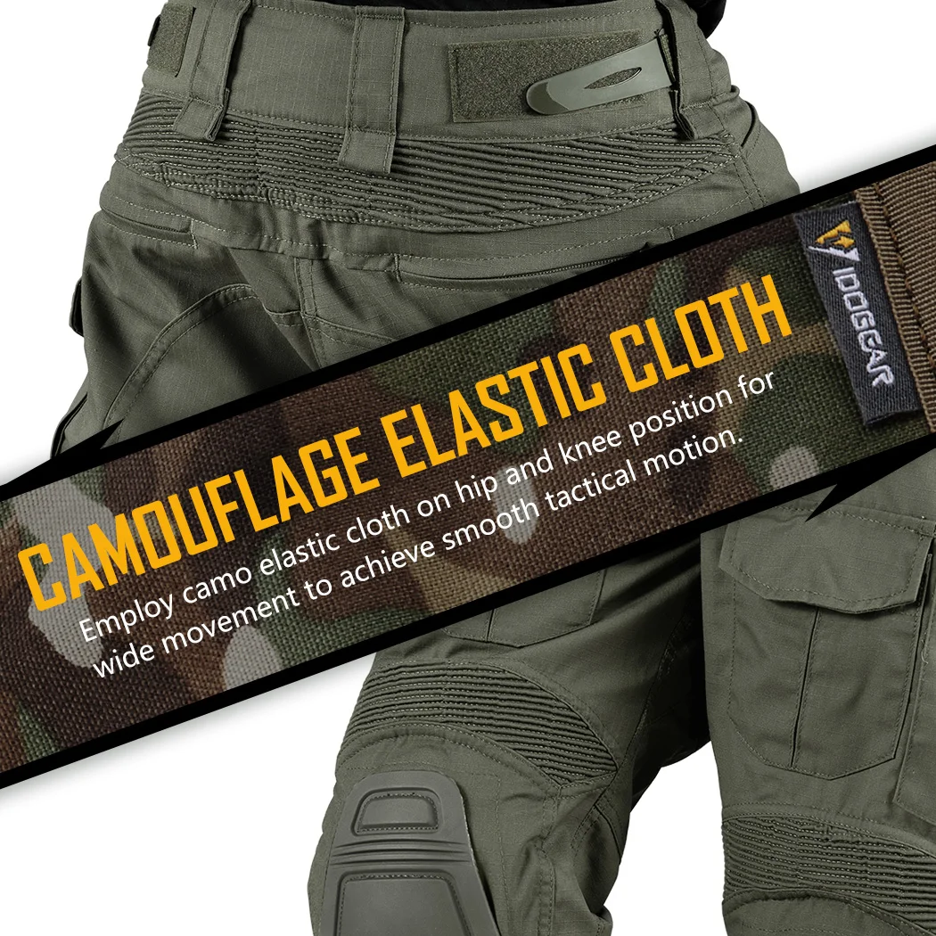 IDOGEAR G3 Combat Pants with Knee Pads Tactical Trousers  Gen3 Range green  Cotton polyster 3201