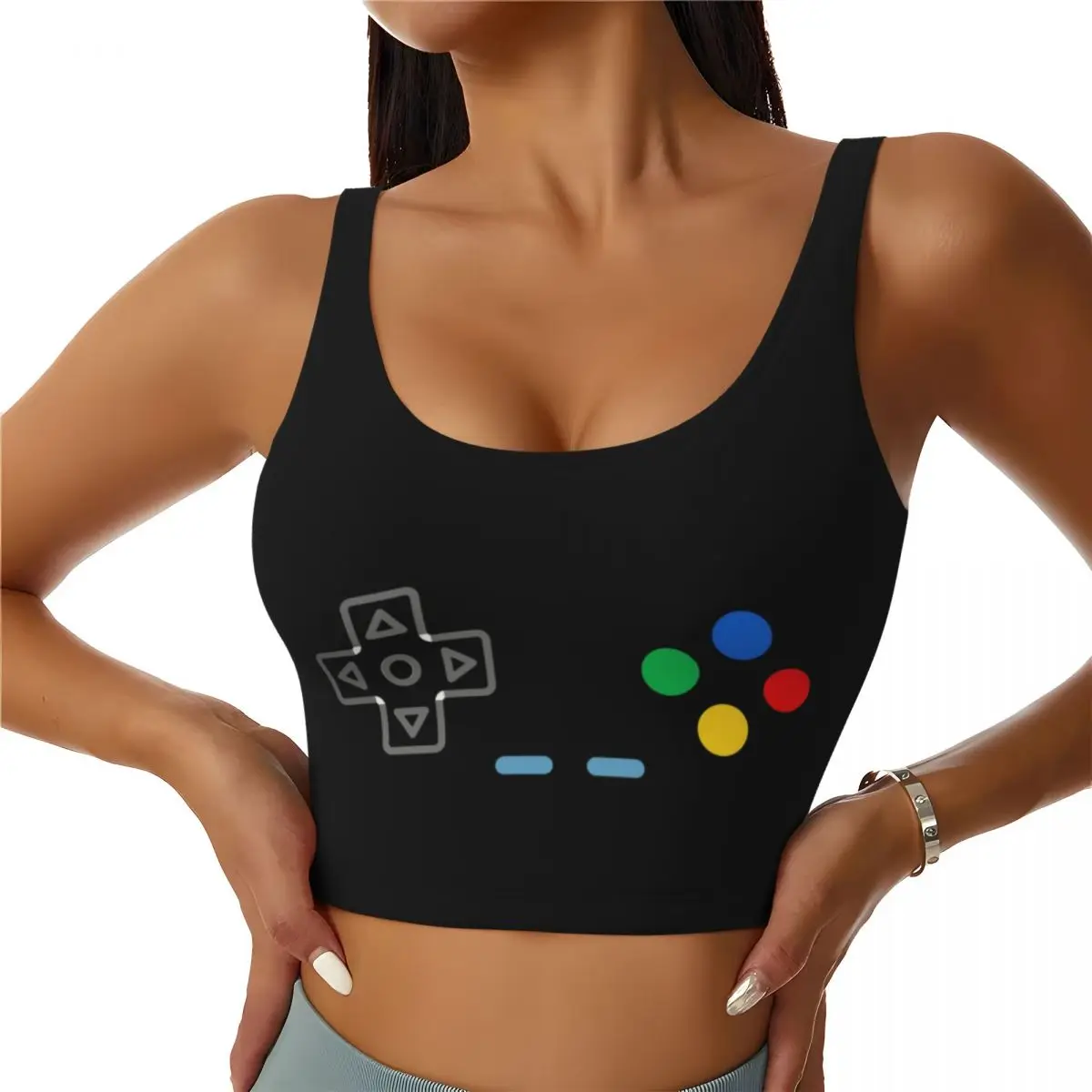 Custom Gamer Gaming Controller Workout Crop Tank Tops for Women Seamless I Am Always In Control Yoga Running Sports Bras