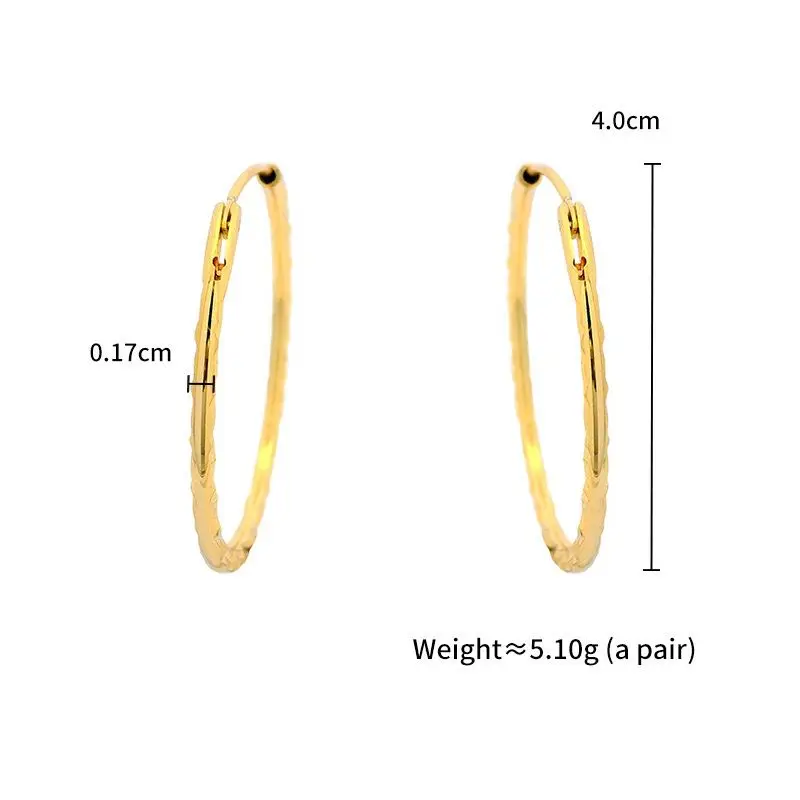 مجوهرات XP --- 30 40 ملم دائرة هوب أقراط للنساء مجوهرات الأزياء بالجملة 24 كيلو مطلية بالذهب الخالص صديقة للبيئة