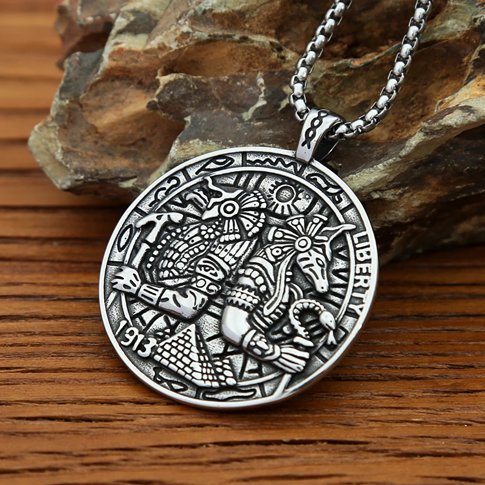 Classic Ancient Egyptian Pharaoh Horus and Anubis Pendant Necklace For Men Boys Gothic Unique Stainless Steel Chains Wholesale