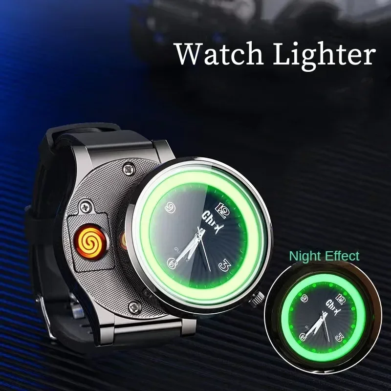 New Windproof Watch Tungsten Lighter Creative Multifunctional Luminous Watch Lighter Men's Gift Wholesale