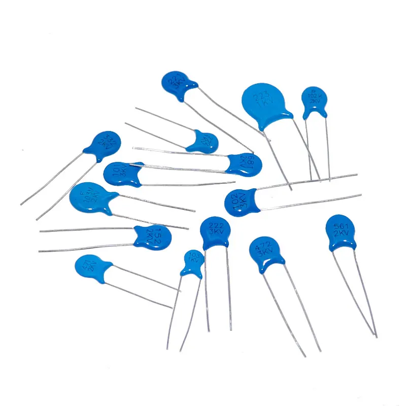 300Pcs 15Value 0.1nF- 22nF 1KV 2KV 3KV Blue High Voltage Ceramic Capacitors Assortment Assorted Mixed Box kit