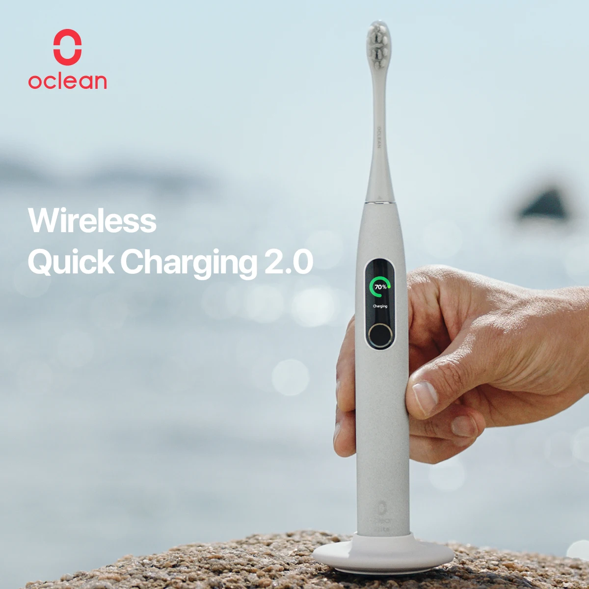 Oclean X Pro Elite Set sikat gigi elektrik, Kit sikat gigi perawatan mulut, tampilan layar dapat diisi ulang