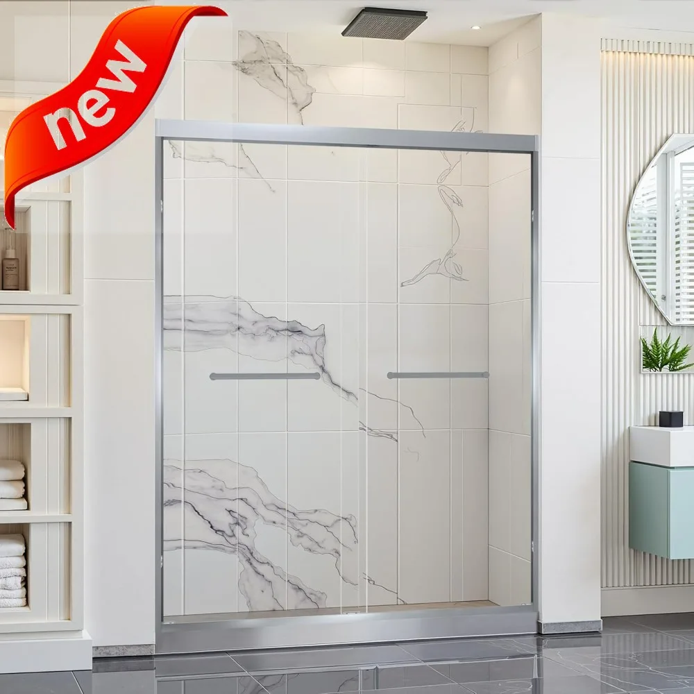 

Semi-Frameless Sliding Shower Door with 60 Width and 72 Height, Featuring 6mm SGCC Tempered Glass and Aluminum Alloy Frame