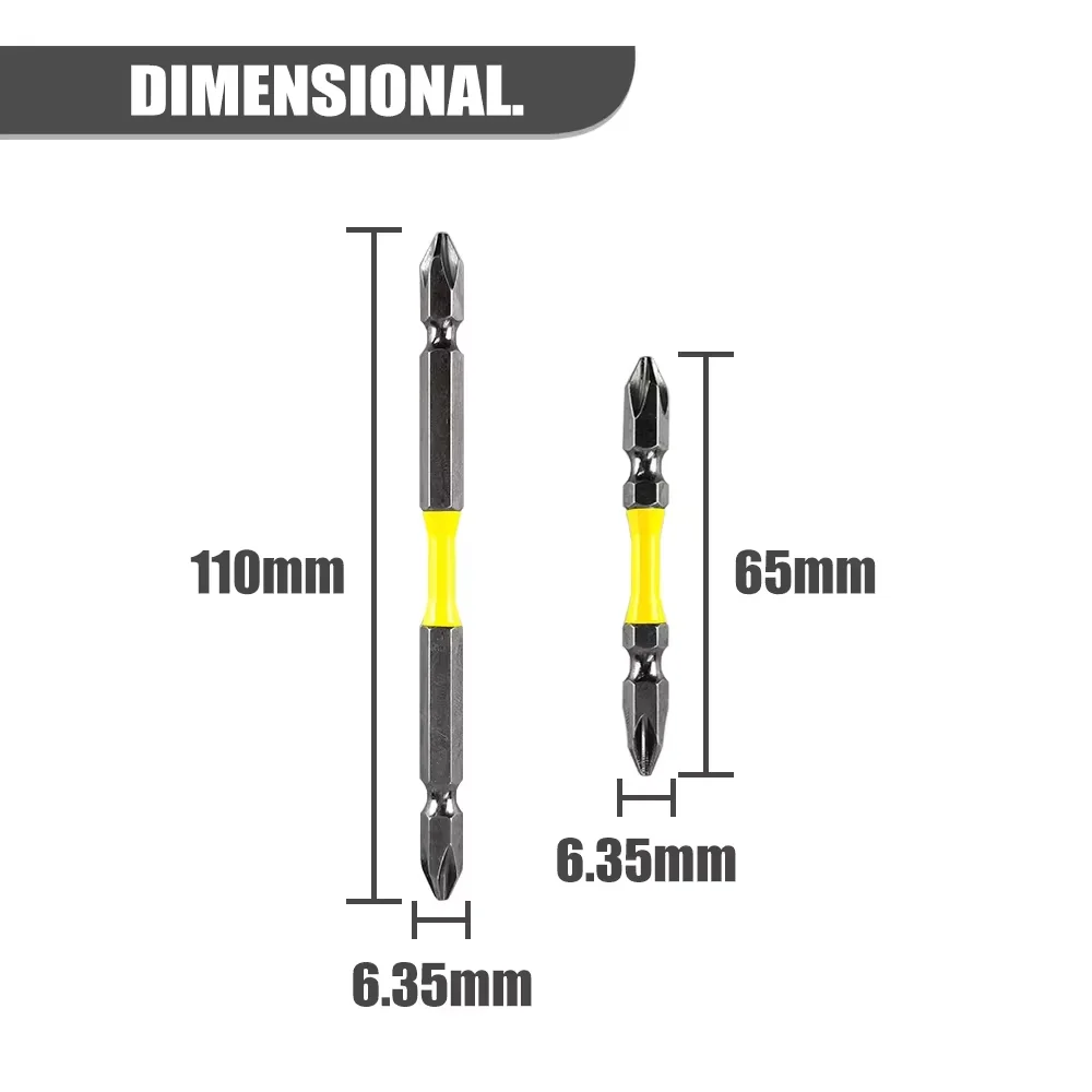 10Pcs Double End Screwdriver Bits Cross Head Drill Bit S2 High Alloy Steel High Magnetic High Torque Suitable for Electric Tools