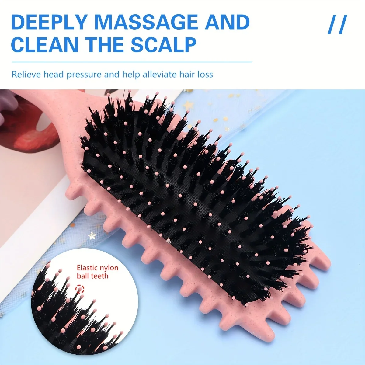 1/2pcs Detangling Candy Brush Curly Hair Scalp Massage Hair Comb with Cleaning Claw Natural Bristles Define Hair Styling Tools