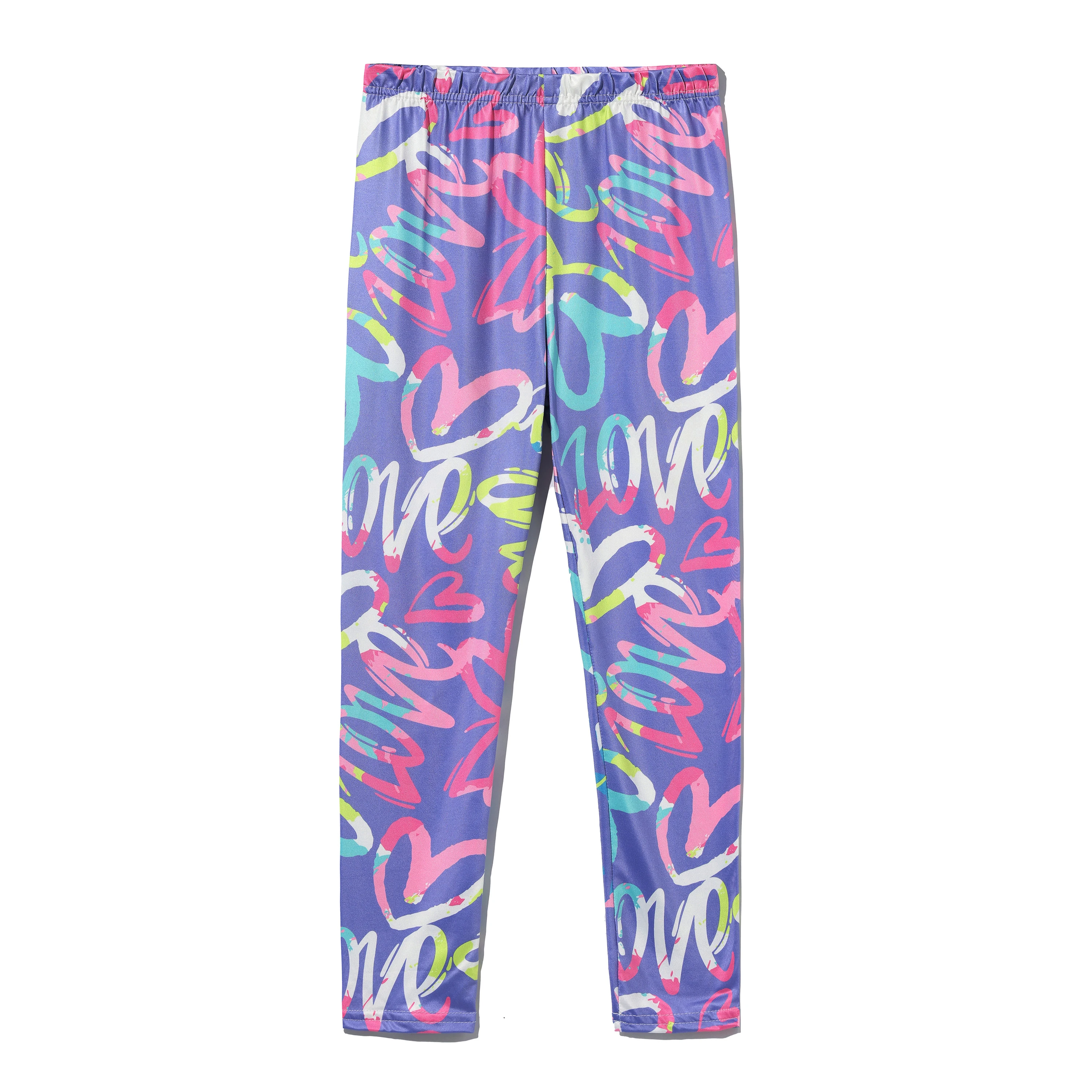 Casual Girls Leggings Stretchy Printing Kids Pants Athletic Trousers for 4-12 Years Girl