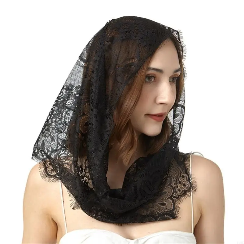 49MC Lace Veil for Traditional Wedding Party Church Bridal Veil Elegant Mantilla Veil