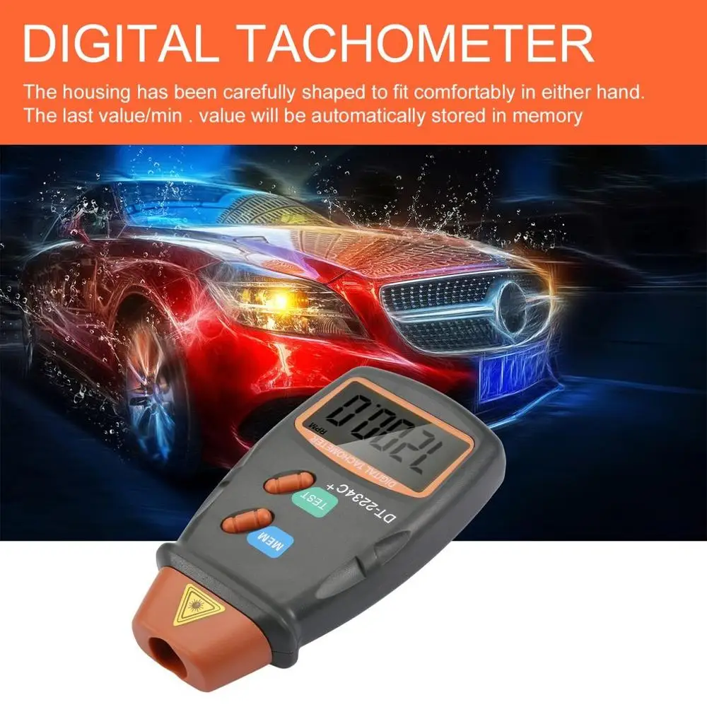 New Digital Laser Photo Tachometer Non Contact RPM Tach Digital Laser Tachometer Speedometer Speed Gauge Engine