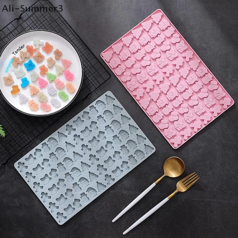 

1 шт., рождественские силиконовые формы для шоколада, формы для выпечки конфет, носки ручной работы, снеговик, рождественская елка, пряничный человечек, форма Санта-Клауса