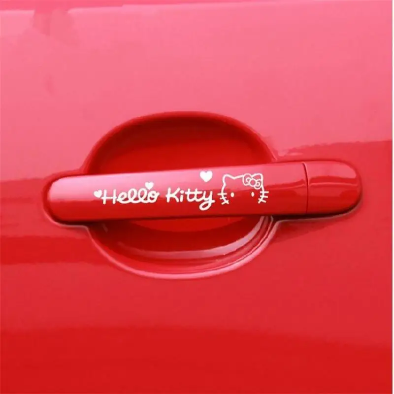 Car Door Handle Sticker Car Sticker Anime Kt Cat Cartoon Cute Car Decoration Sticker Car Film Modification Accessories Girl Gift