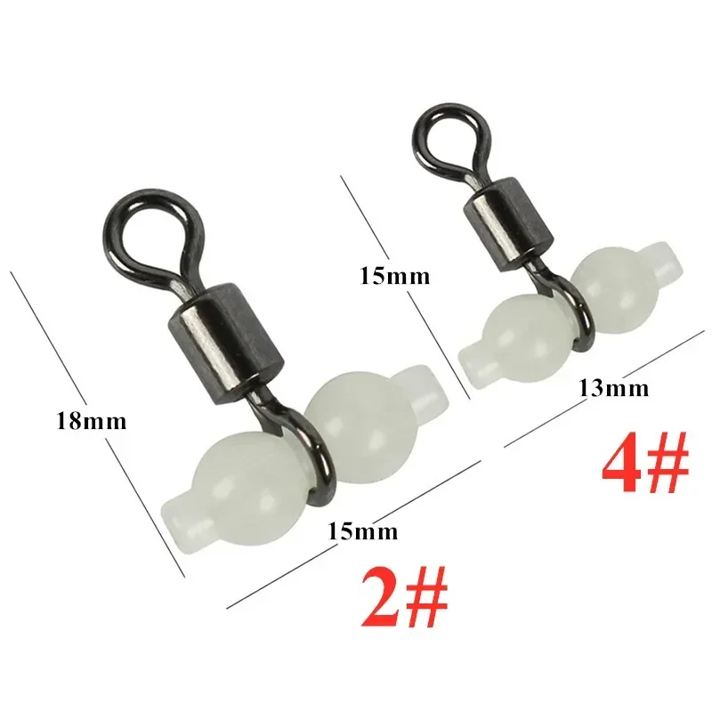 10Pcs/Lot Luminous Swivels Fishing Rolling Swivels Connector Sea Tackle Hook Connector Night Fishing Freshwater & Sea Fishing