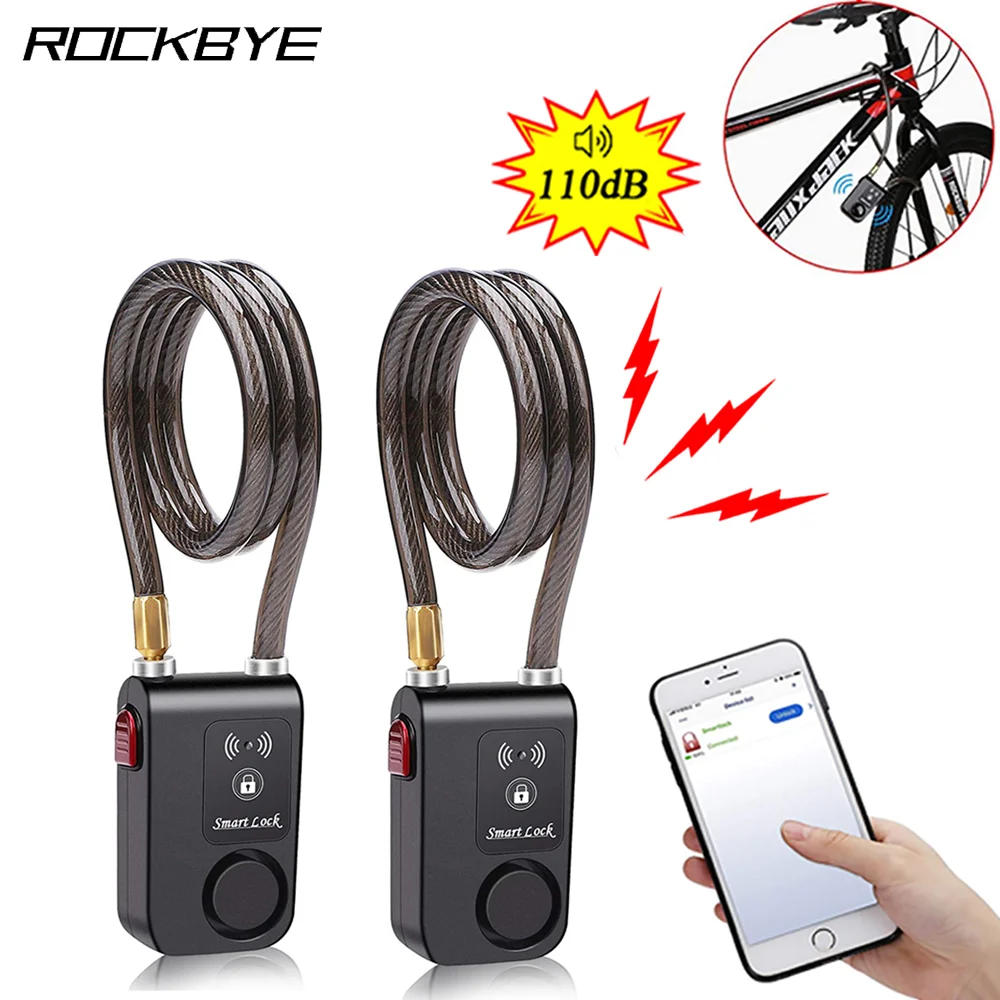 

Rockbye Bicycle 110dB Anti-theft Alarm Lock Bluetooth Smart APP Control IP55 Bike Burglar Vibration Alarm Lock Security System