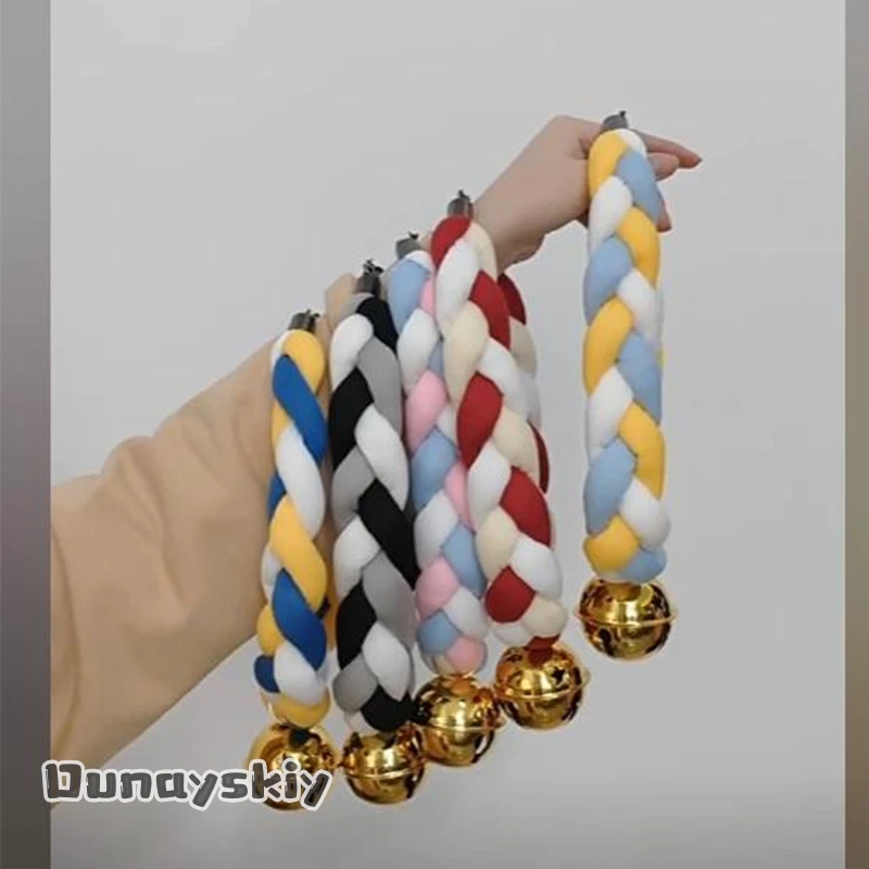 aBAzOS*Colorful Leather Punk Collar for Furry Cosplay Costume Accessory 35-55cm Animal Cosplay Prop Rope Necklace Bell Halloween