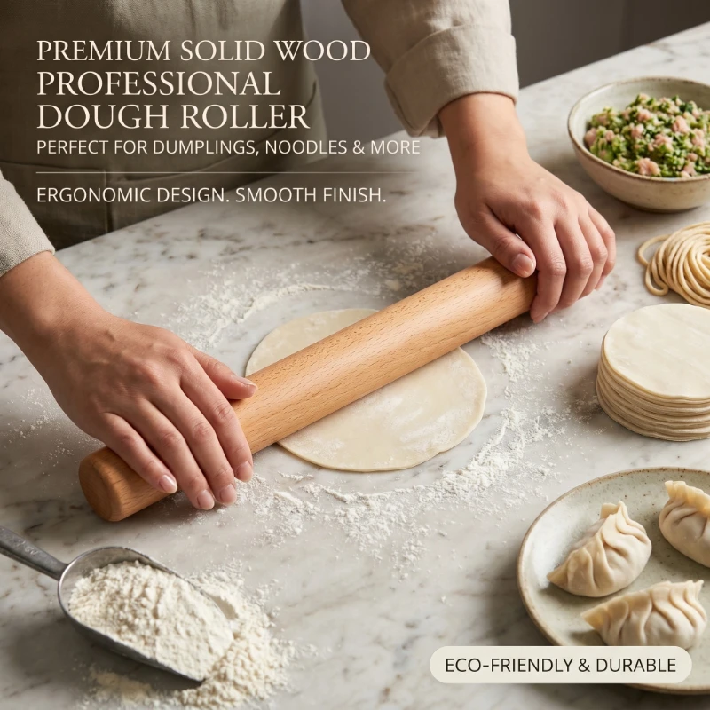 Solid Wood Rolling Pin Small Dough Roller for Pasta Cookies Pie Pizza & Rolling Pins for Baking Kitchen Bread Baking Making Tool