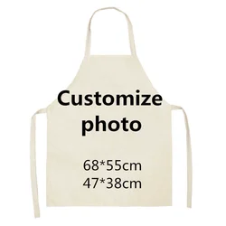 Customized Photo Aprons Kitchen Linen Apron for Man Woman Any DIY Design Baking Cooking Apron Adult Kids Aprons