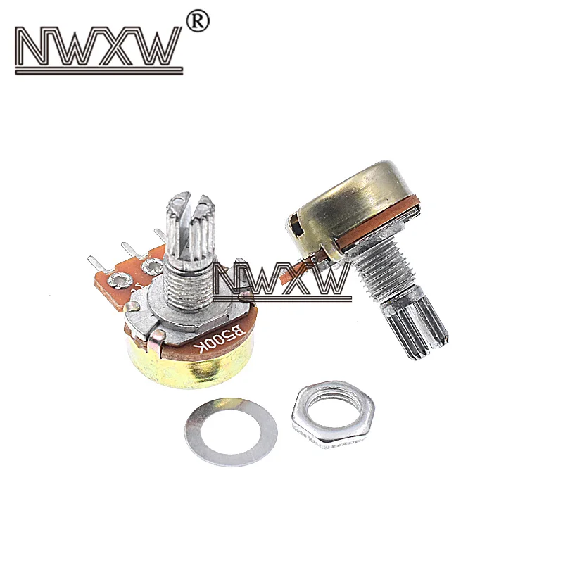 5pcs/lot WH-148 B500K 500k single 3-pin volume adjustment potentiometer B504 shaft length 15mm with nut and washer