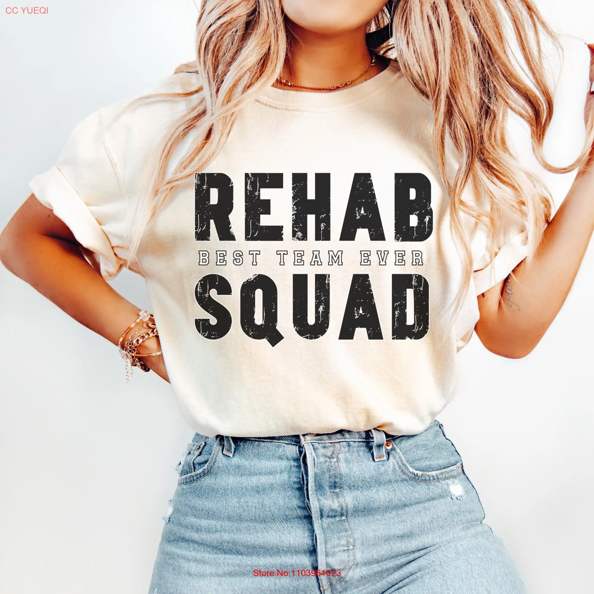 Футболка с рисунком Rehab Squad для команды Белла и холст, мягкий модный топ, лучший повседневный подходящий подарок для коллег