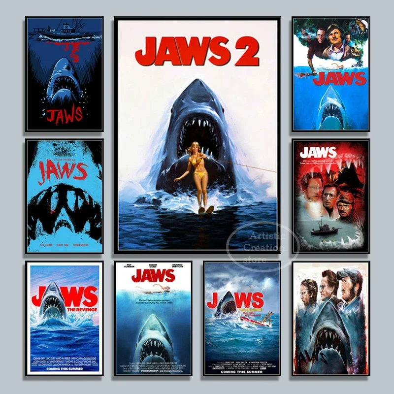 Jaws Poster Movie Horror Shark Canvas Painting and HD Prints Wall Pictures for Modern Family Living Room Club Nordic Home Decor