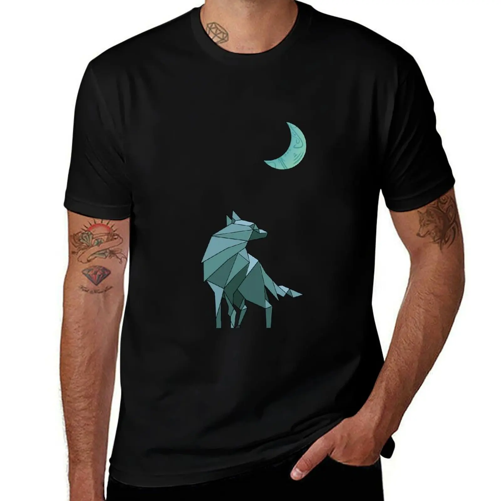 

Origami wolf T-Shirt heavyweights oversized vintage t shirt men