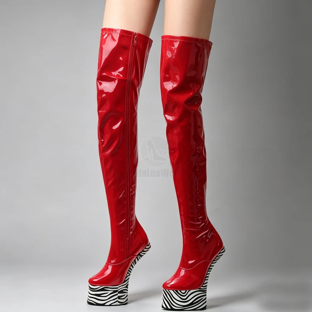 

7 inch High Heel Platform Cosplay Thigh High Crotch Boots Size36-46