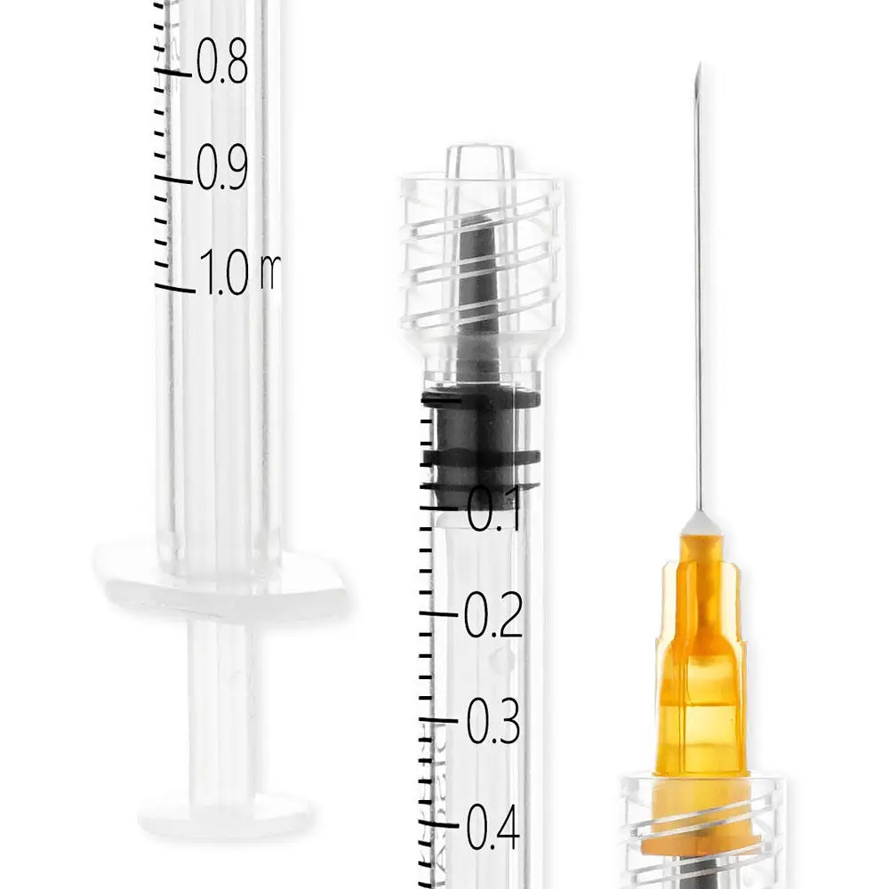 100Pcs 1ml Sterile Luer Lock Syringe 25G 1Inch Needle, Individually Wrapped Dispensing Tool Lab Industrial Glue Ink