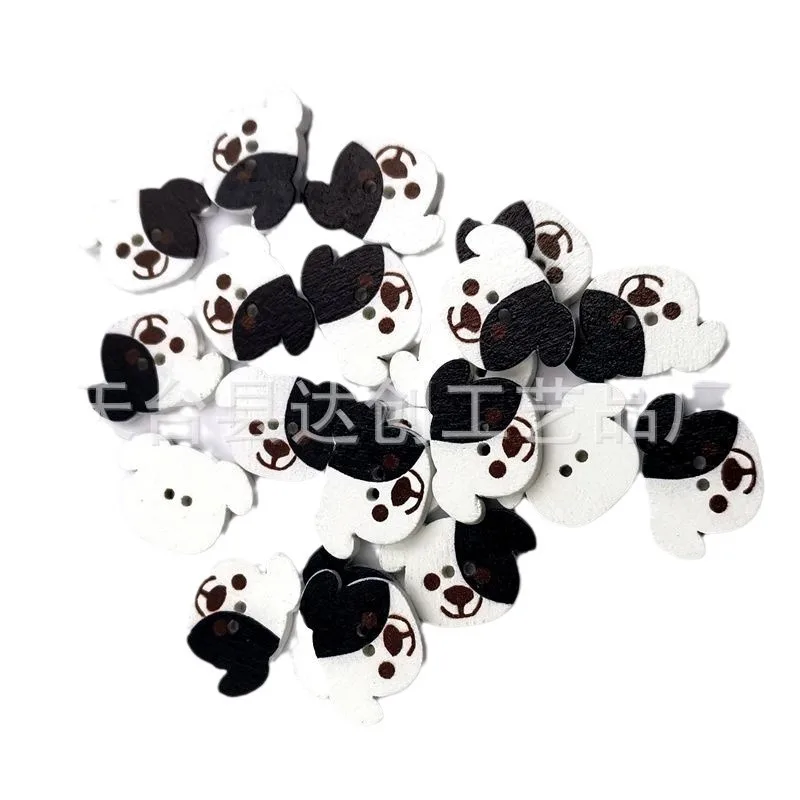 Universal DIY Holz Cartoon Bild Kleidung Tier Knöpfe, kreative süße Farbe schwarz und weiß Welpen dekorative Knöpfe