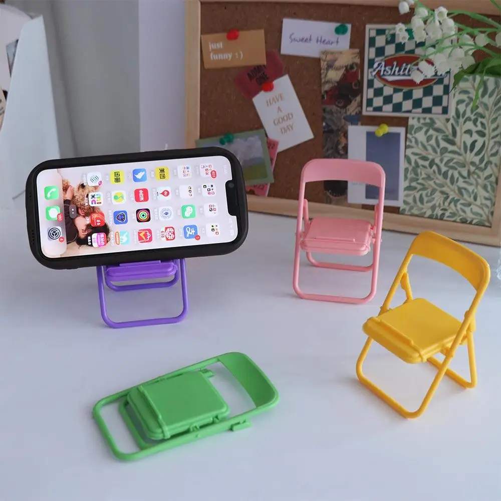 Plastic Foldable Lazy Mobile Phone Holder Cute Desktop Mini Chair Stand Can Be Used As Decorative Ornaments