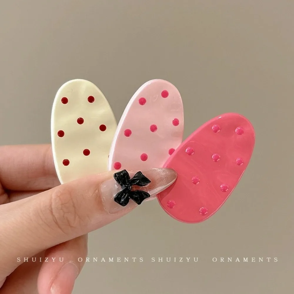 2pcs Pink Polka Dot Oval Hairpin Forehead Side Bangs Clip Broken Hair Duck Bill Clip Headwear Girls Kids Women Hair Accessories view 4