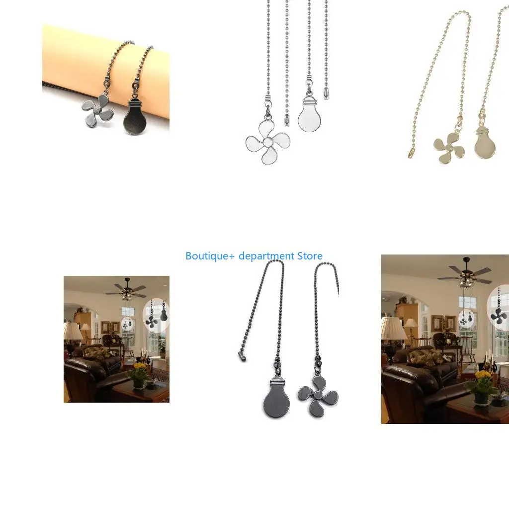 E1PD Steel Ceiling Fan Pull Chain Extension Decorative Pulls for Easy Switches Access