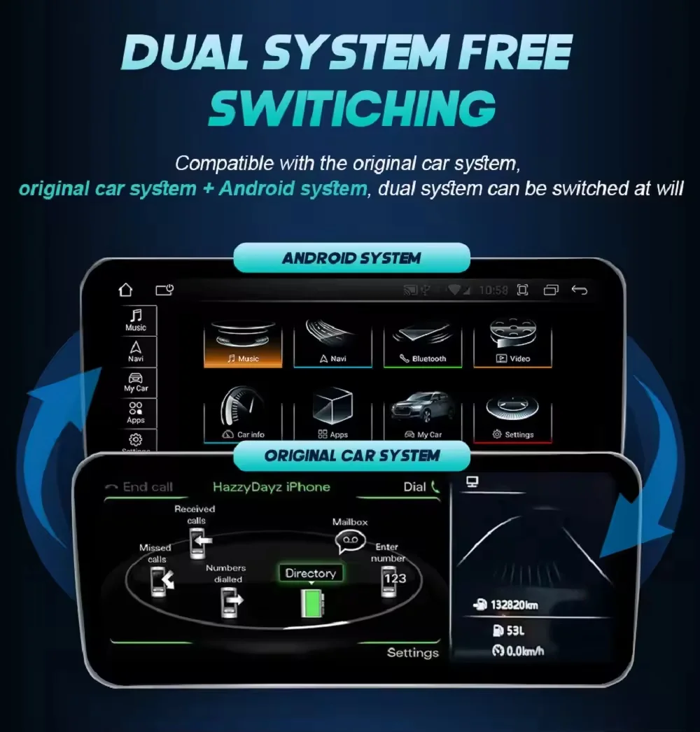 New 12.3inch Android 14 Foldable Screen Car Radio For Audi Q7 2016-2019 Wireless Carplay Multimedia Player Stereo Auto Head Unit