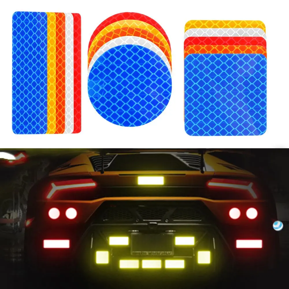 Auto Safety  Decal Red/Blue/Orange/White/Yellow Car Reflective Strips Warning Mark Reflector Tape Door Bumper Stickers